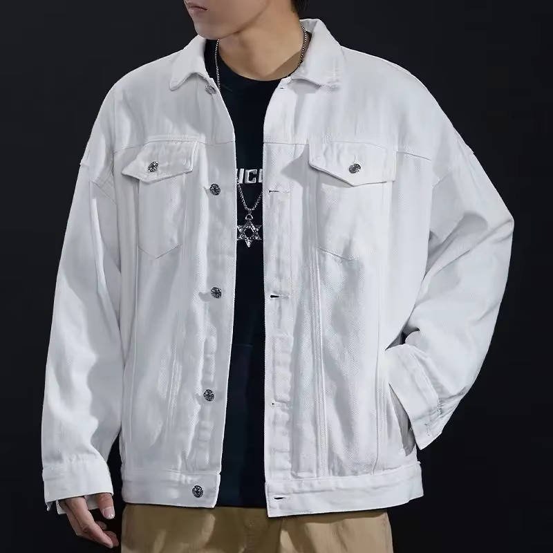 Men's Oversized Denim Trucker Jacket - White