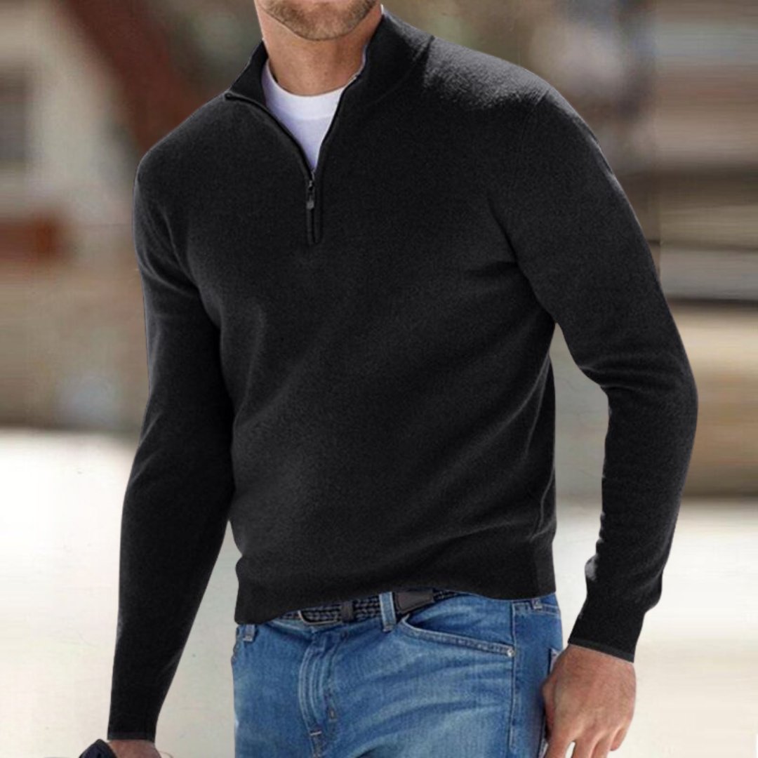 Men's Quarter-Zip Jumper - Black