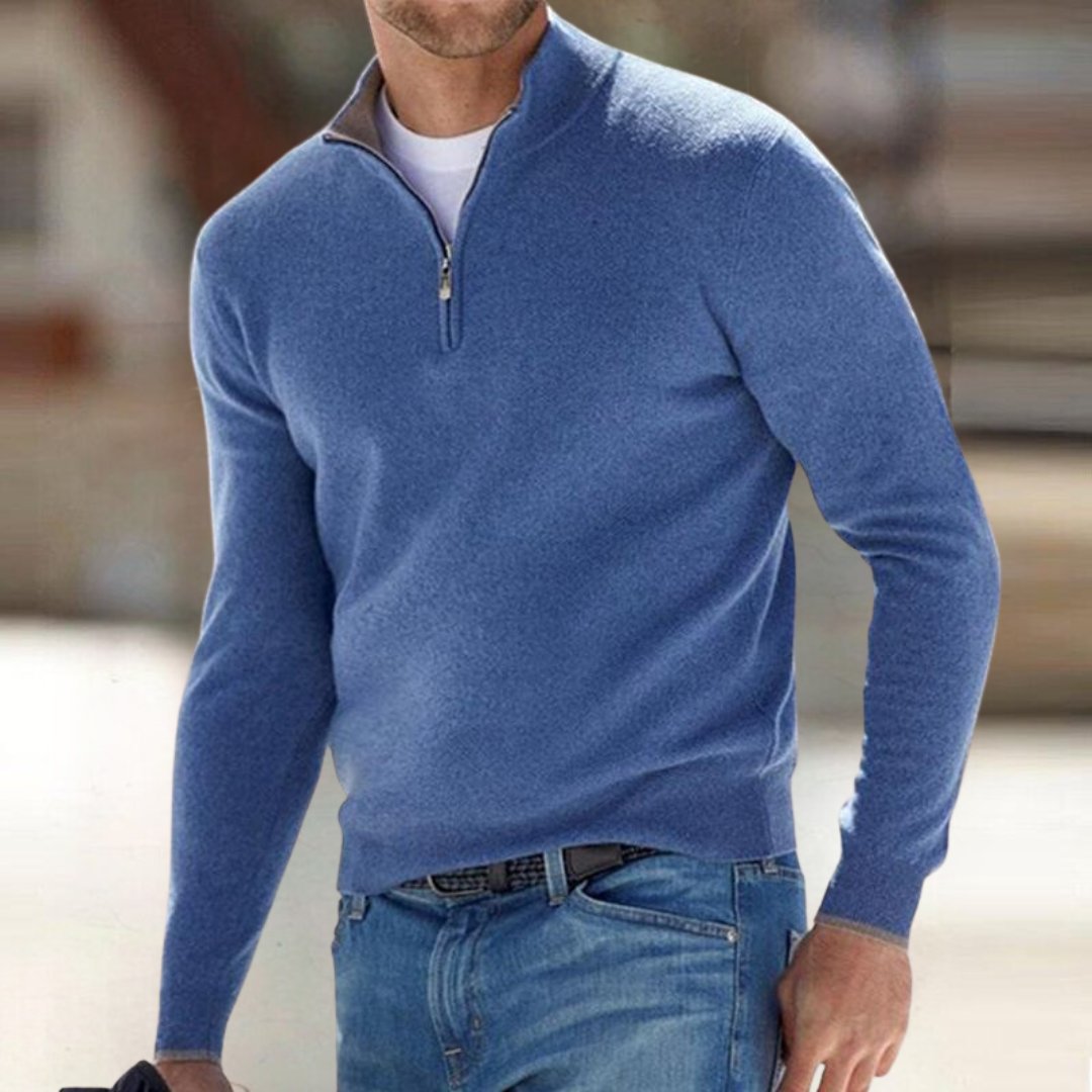 Men's Quarter-Zip Jumper - Blue