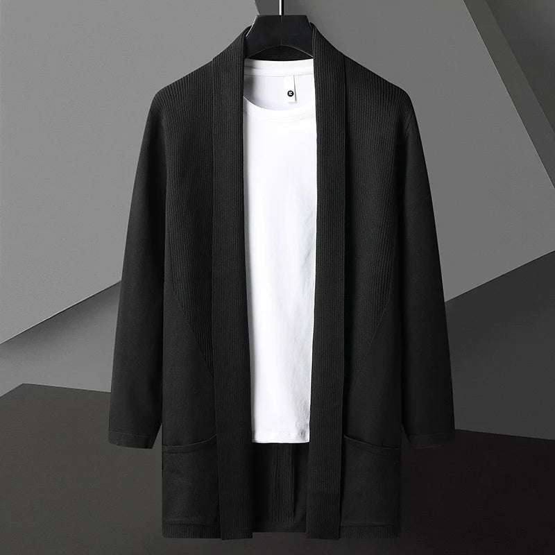 Men's Oversized Wool Cardigan - Black