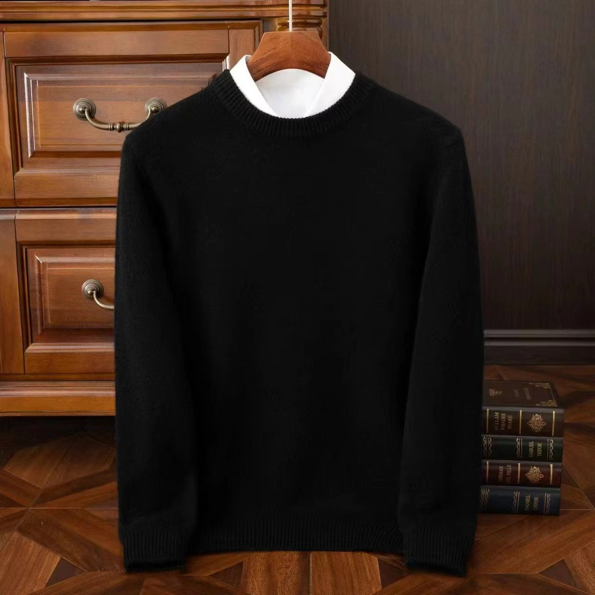 Men's Wool Crewneck Jumper - Black