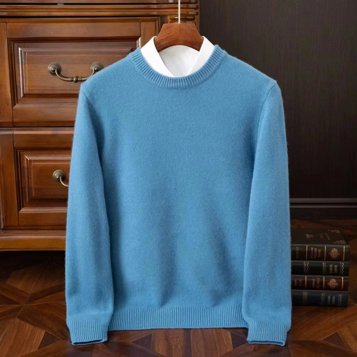 Men's Wool Crewneck Jumper - Blue