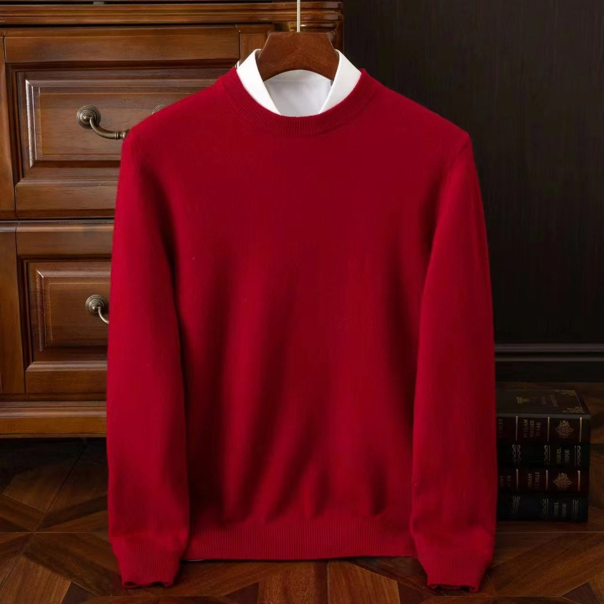 Men's Wool Crewneck Jumper - Red