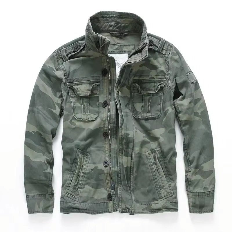 Men's Military Field Jacket - Green Camouflage