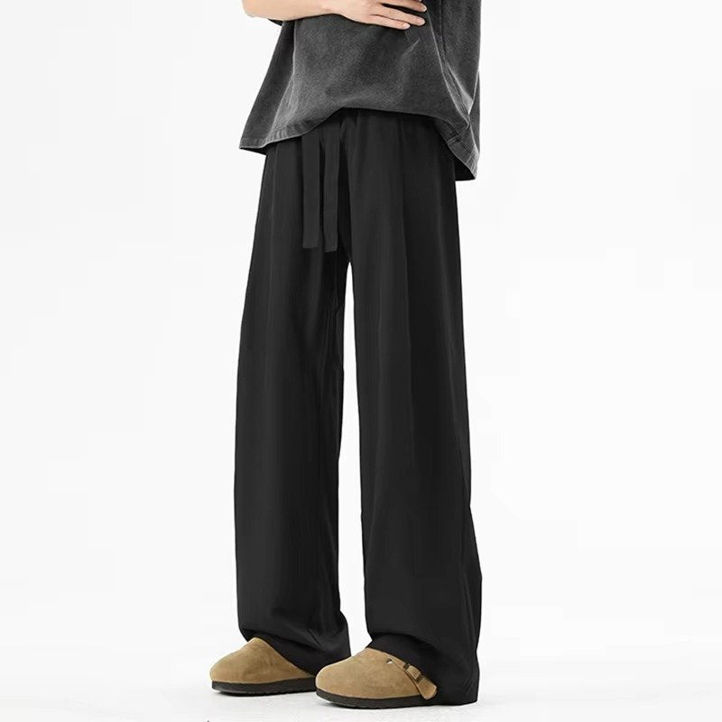 Men's Satin Wide-Leg Trousers - Black