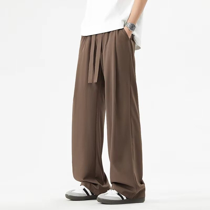 Men's Satin Wide-Leg Trousers - Brown