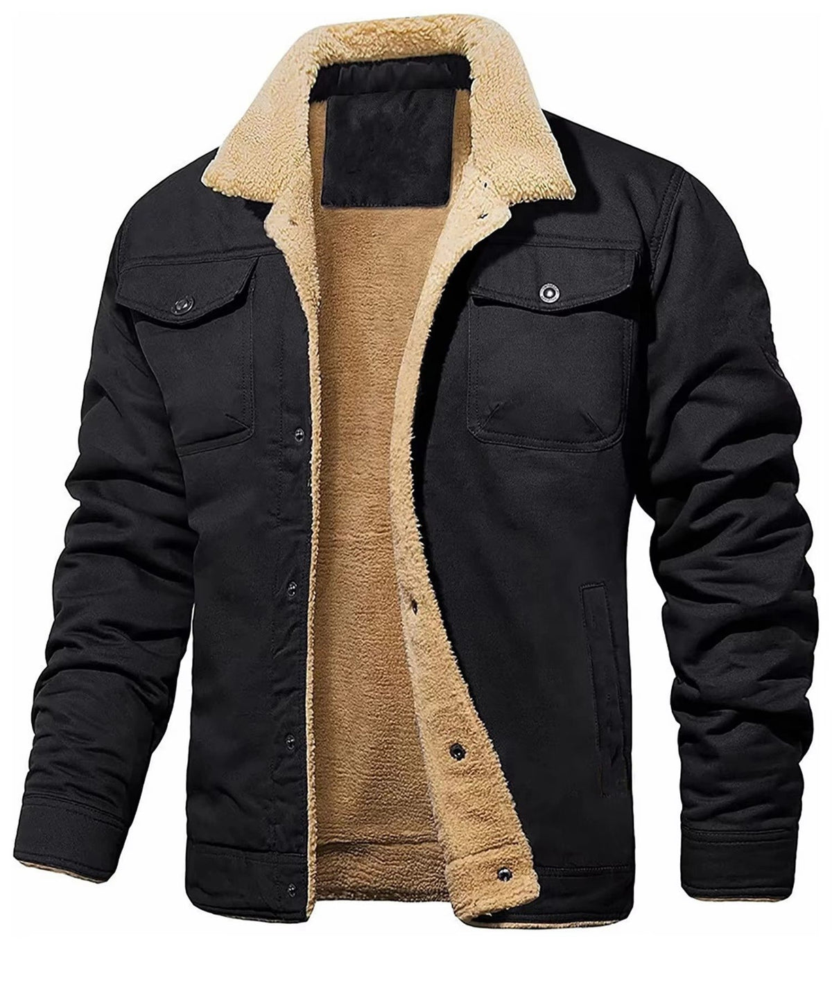 Men's Sherpa-Lined Trucker Jacket - black