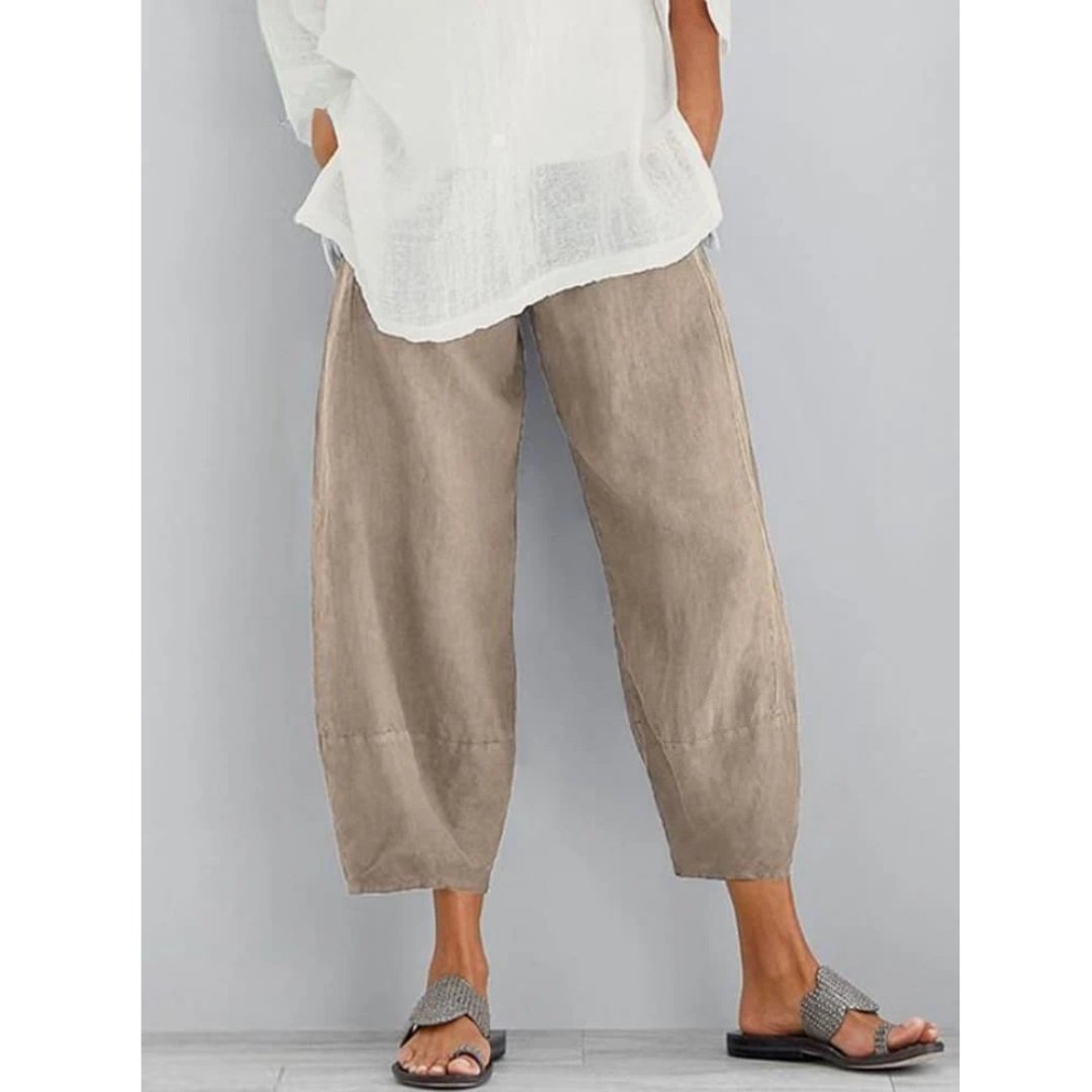 Women's Cropped Lantern Trousers - Khaki
