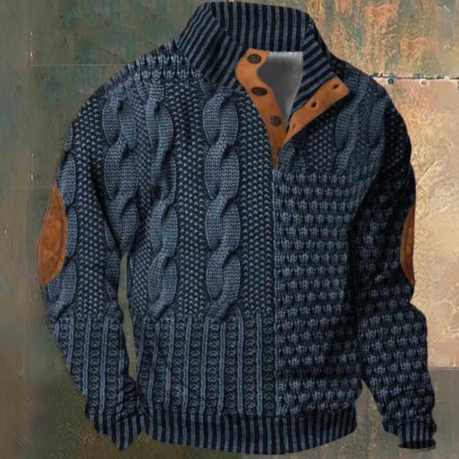 Men's Cable Knit Jumper - Dark Blue