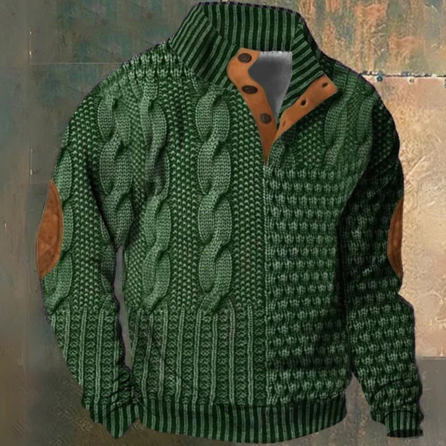 Men's Cable Knit Jumper - Green