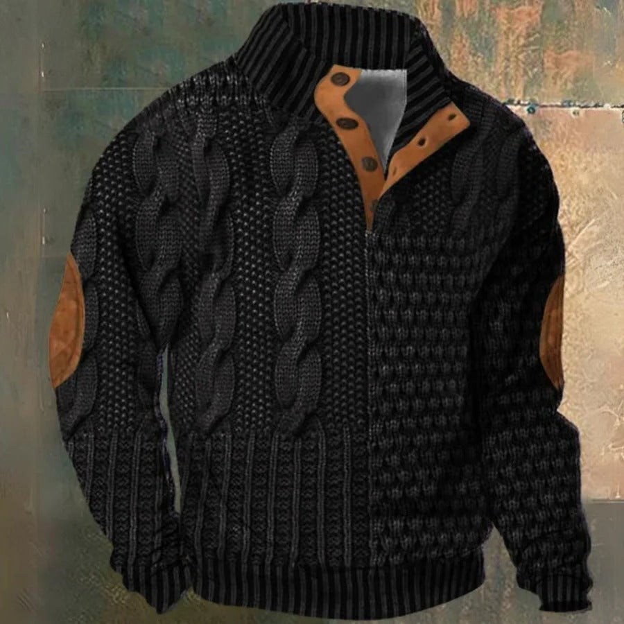 Men's Cable Knit Jumper - Black