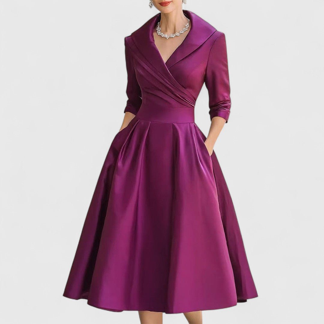 Women's Satin Midi Wrap Dress - Purple