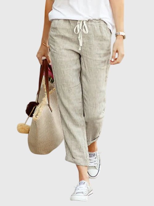 Women's Cropped Trousers - Apricot