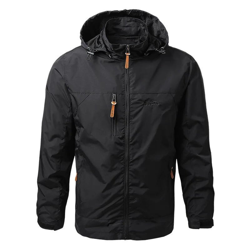 Men's Hooded Windbreaker Jacket - Black