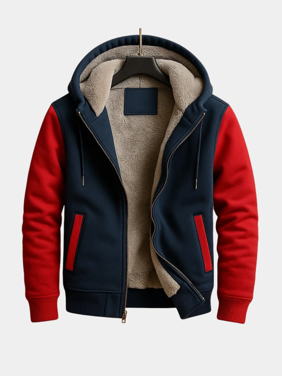 Men's Sherpa-Lined Hooded Varsity Jacket