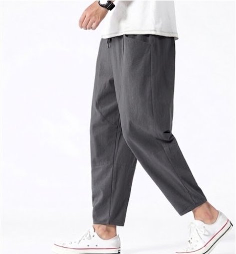 Men's Cropped Harem Trousers - Gray