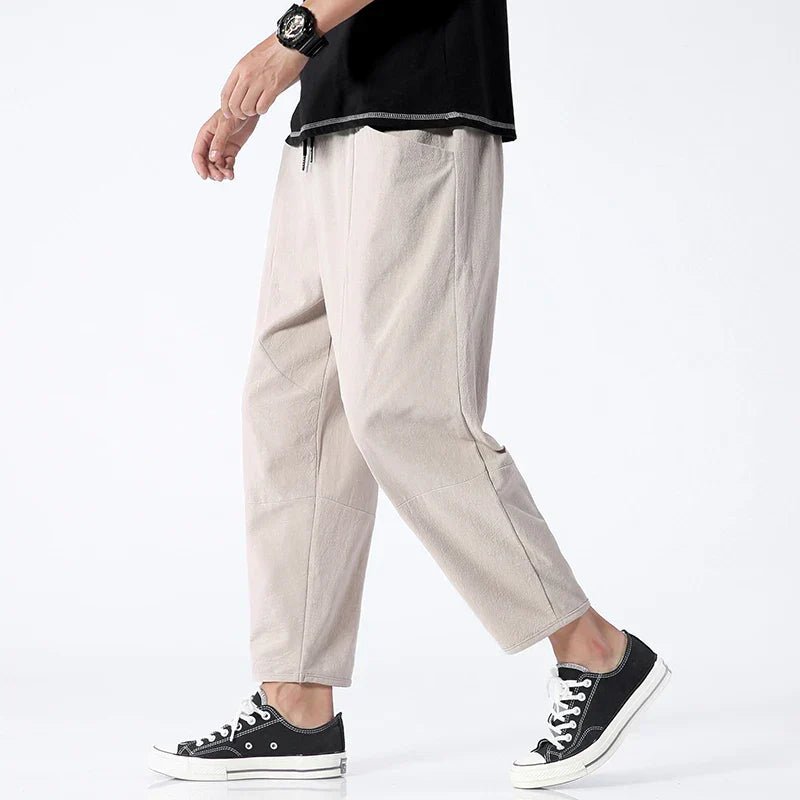 Men's Cropped Harem Trousers - Khaki