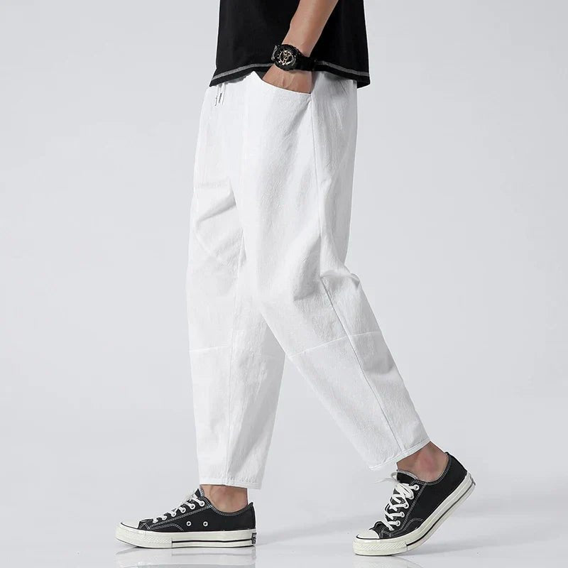 Men's Cropped Harem Trousers - White