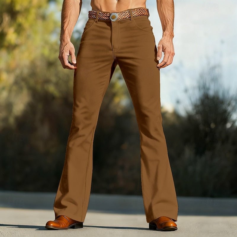 Men's Cotton Slim-Flare Trousers - Brown