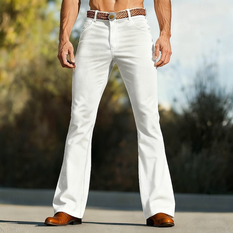 Men's Cotton Slim-Flare Trousers - White
