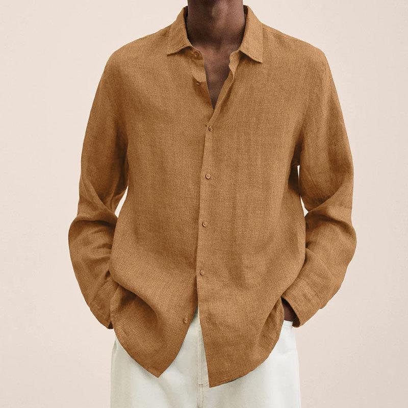 Men's Long Sleeve Shirt - Brown