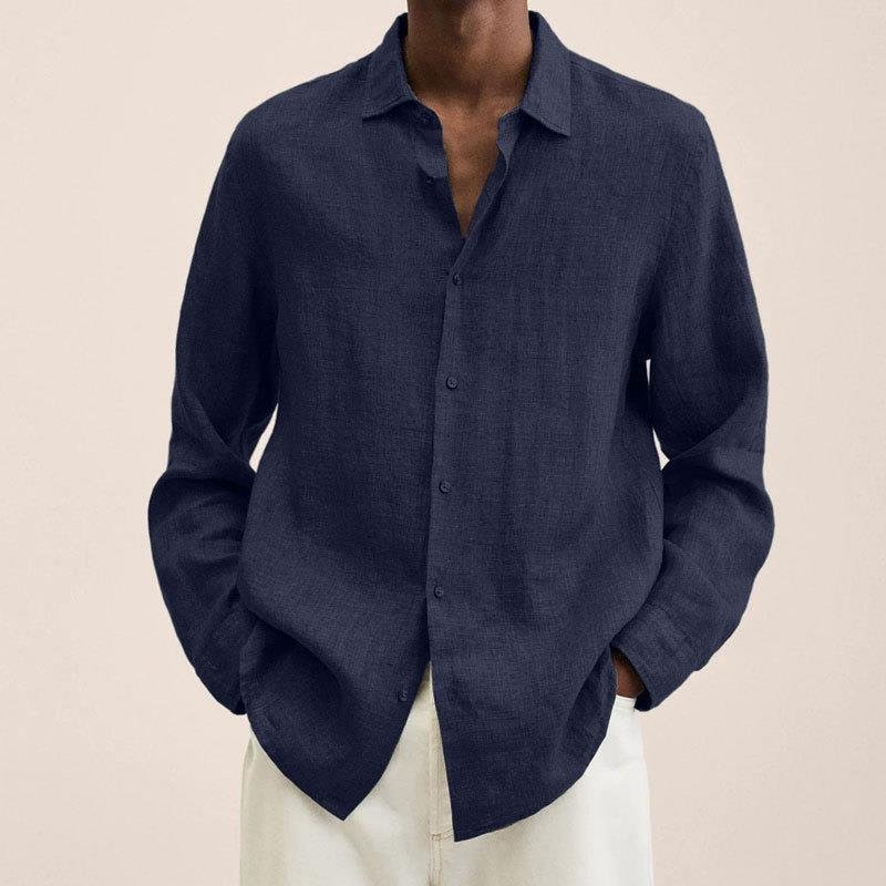 Men's Long Sleeve Shirt - Navy Blue