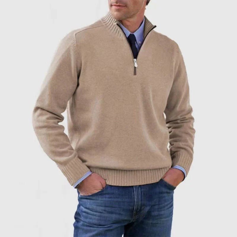 Men's Quarter-Zip Jumper - Apricot
