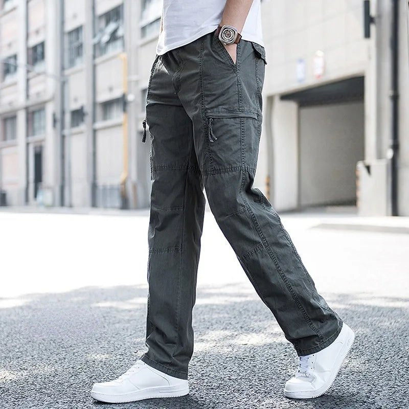Men's Straight-Leg Cargo Trousers - Army Gray (New)