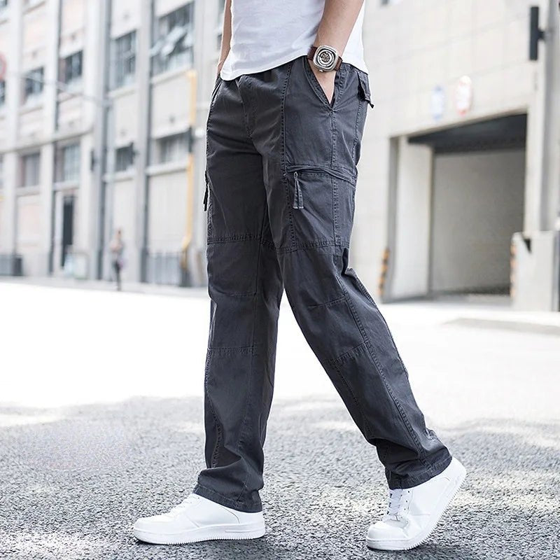 Men's Straight-Leg Cargo Trousers - Navy
