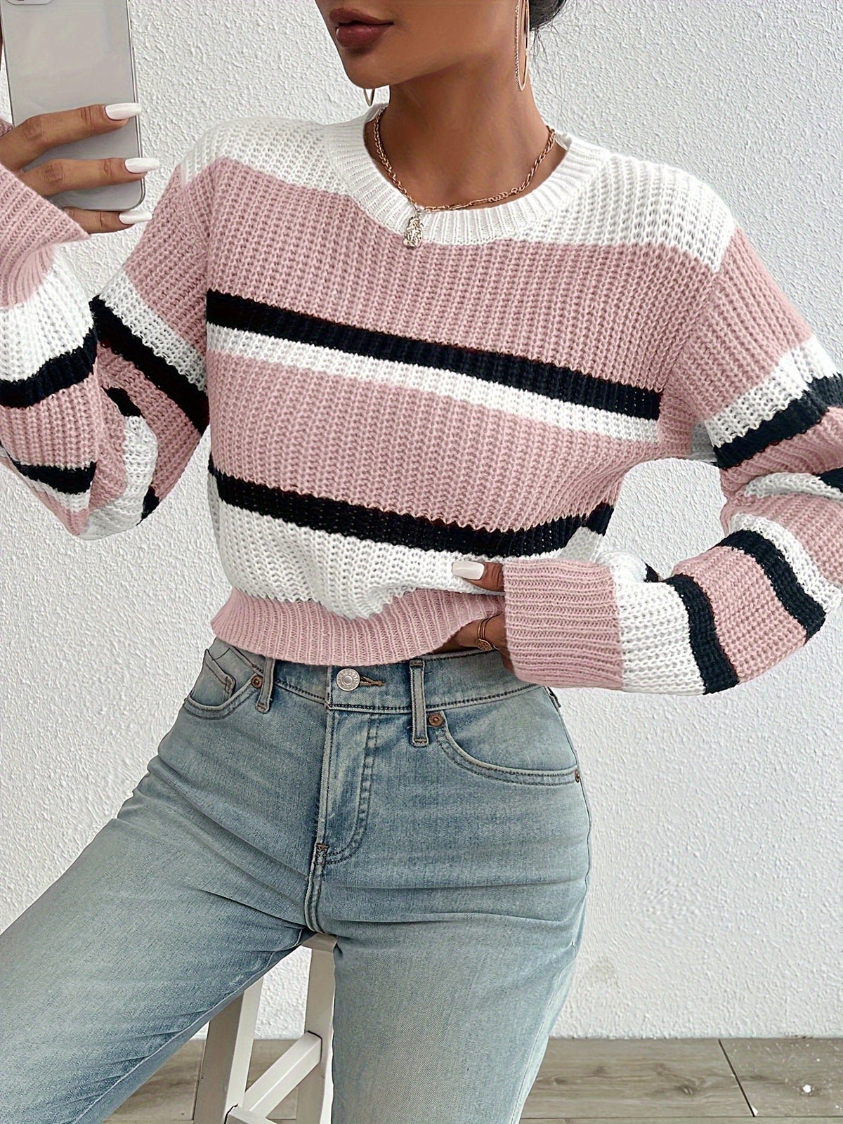Women's Striped Cropped Jumper