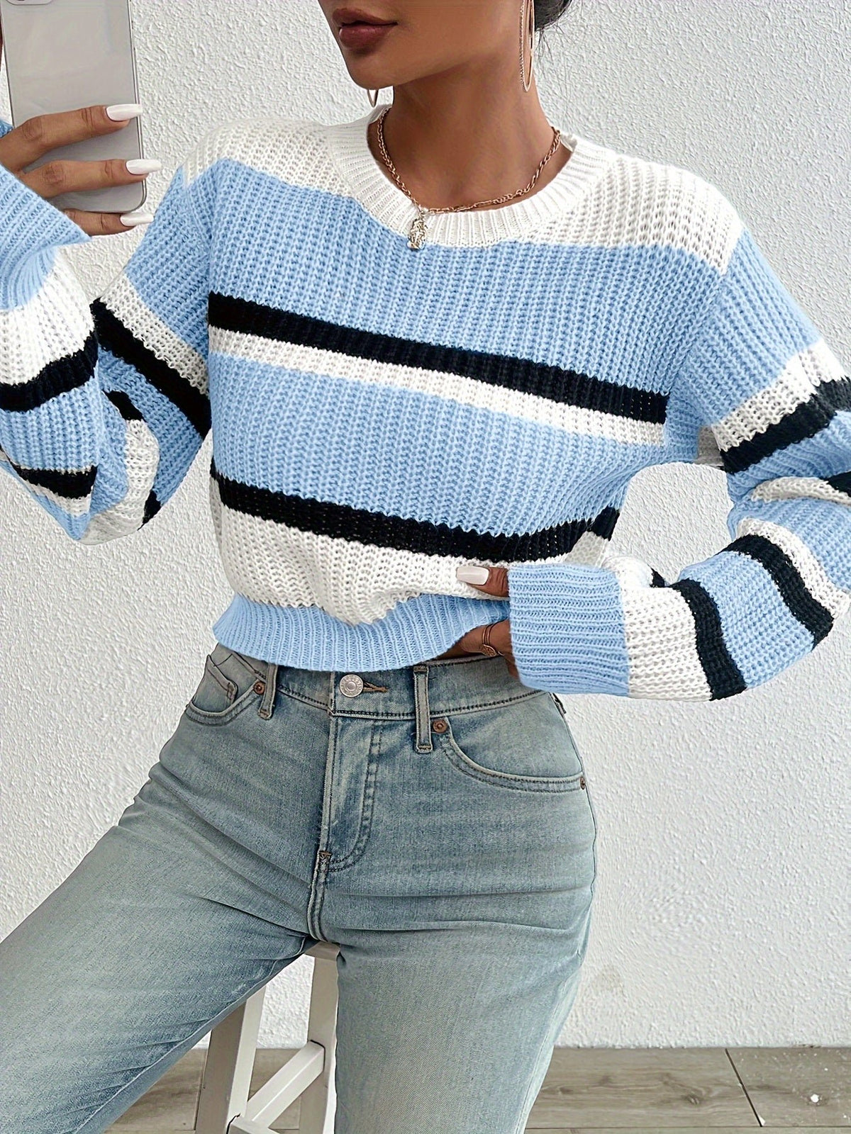 Women's Striped Cropped Jumper