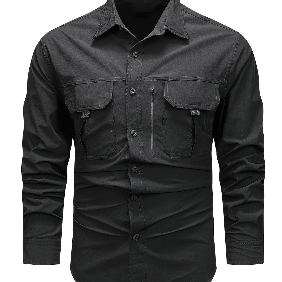 Men's Ripstop Utility Shirt Jacket - Black