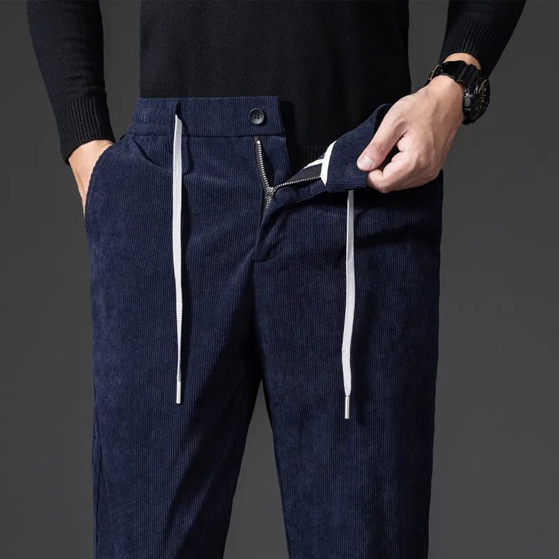 Men's Straight Corduroy Trousers - Navy