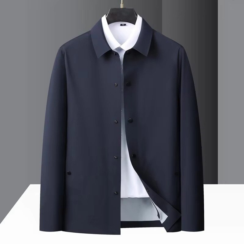 Men's Tailored Button-Up Jacket - Navy Blue