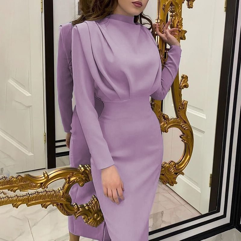 Women's Satin Bodycon Cocktail Dress - Lilac