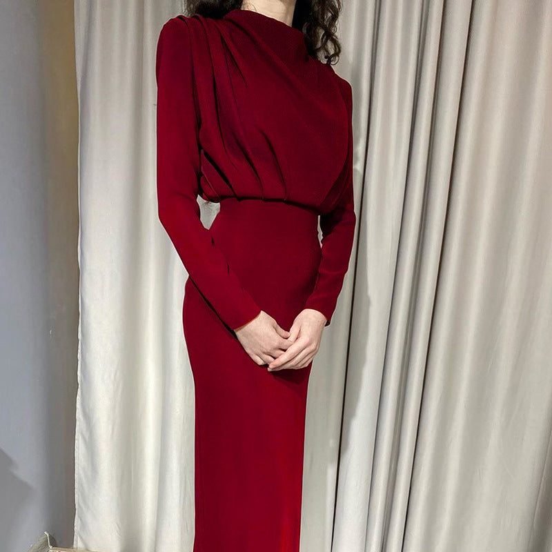 Women's Satin Bodycon Cocktail Dress - Red