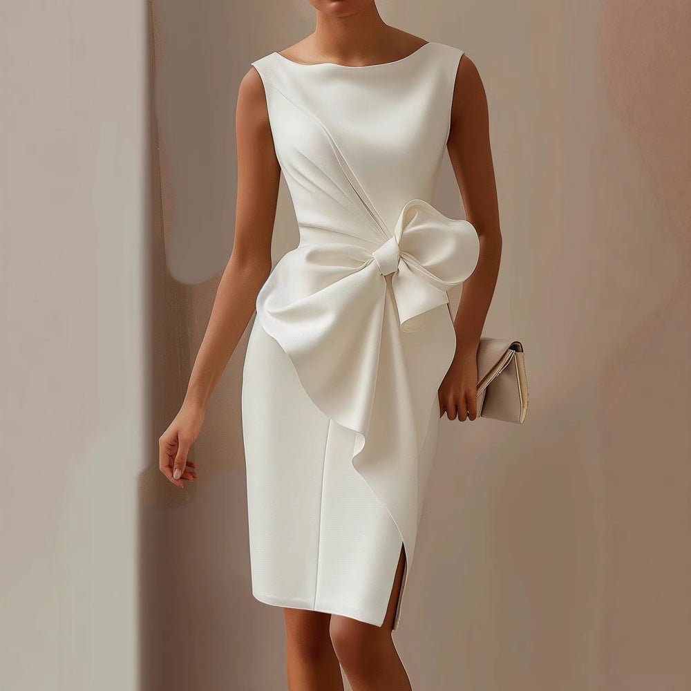 Women's Satin Bodycon Midi Dress - White