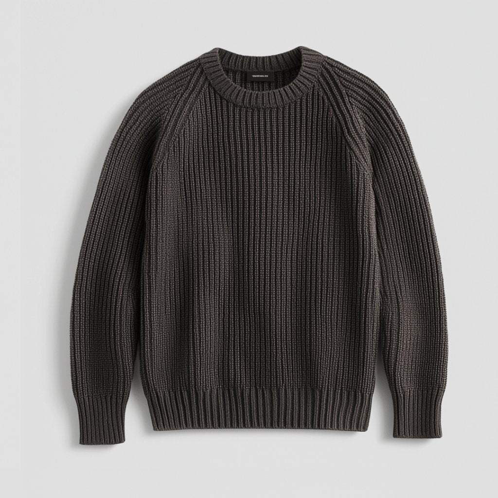 Men's Chunky Ribbed Crewneck Jumper - Dark Gray