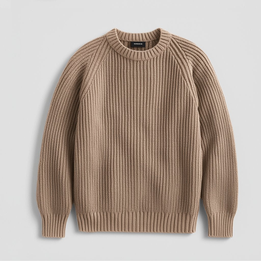 Men's Chunky Ribbed Crewneck Jumper - Taupe