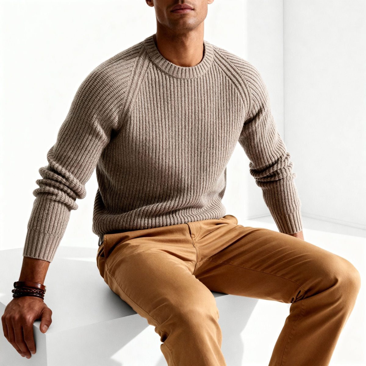Men's Chunky Ribbed Crewneck Jumper
