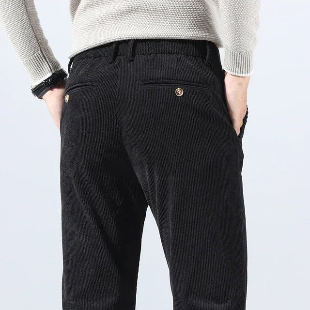 Men's Slim Corduroy Trousers - Black