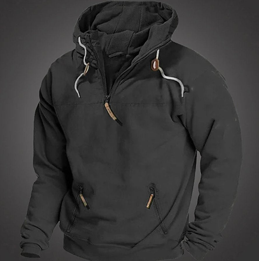 Men's Anorak Pullover Hoodie - Black
