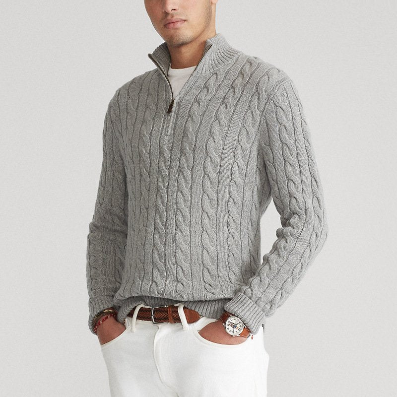Men's Quarter-Zip Cable Knit Jumper