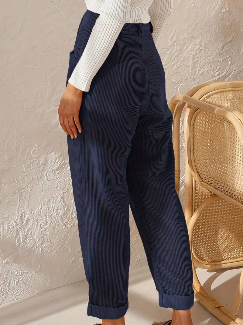 Women's High-Waisted Corduroy Trousers
