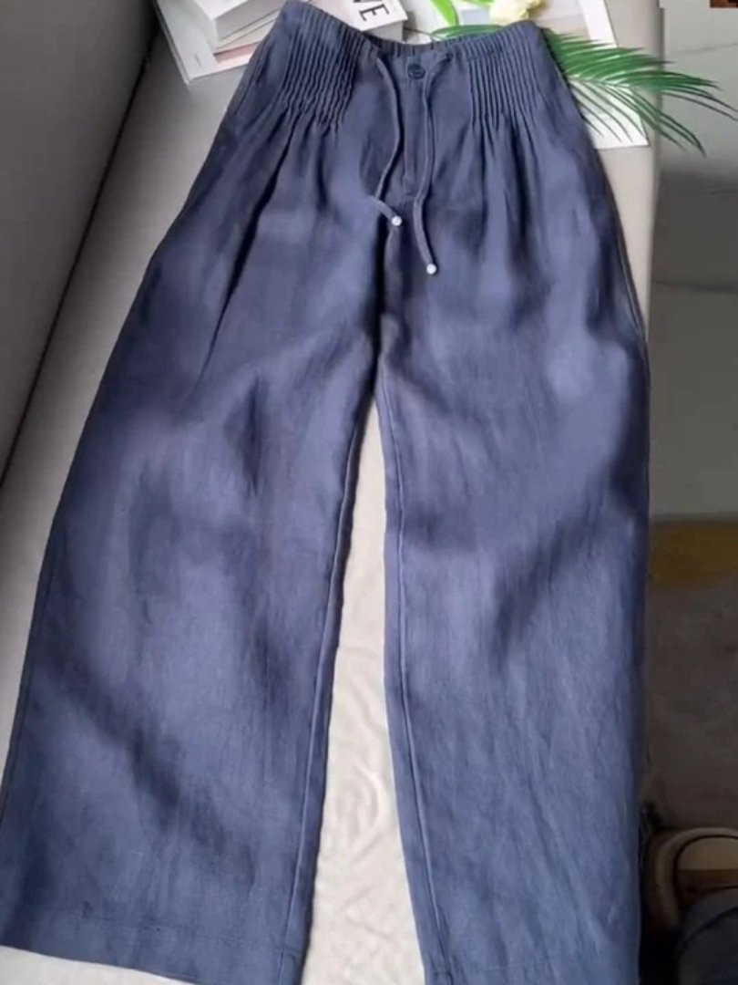 Women's Wide-Leg Trousers - Navy Blue