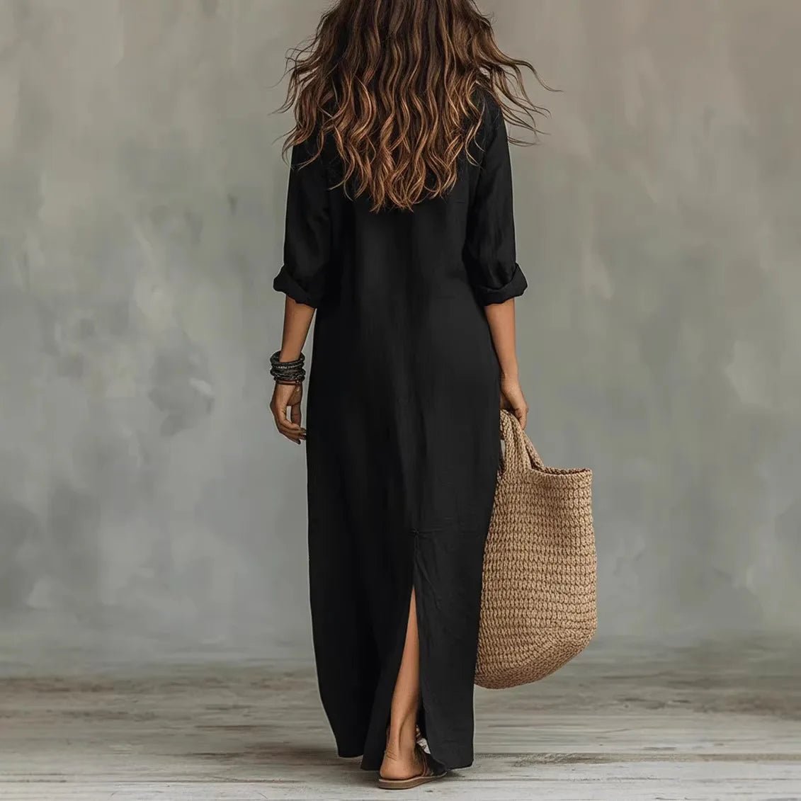 Women's Long Sleeve Maxi Shirt Dress