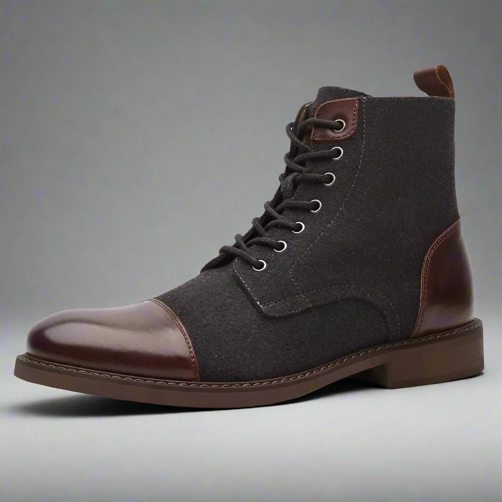 Men's Cap-Toe Wool-Blend Ankle Boots