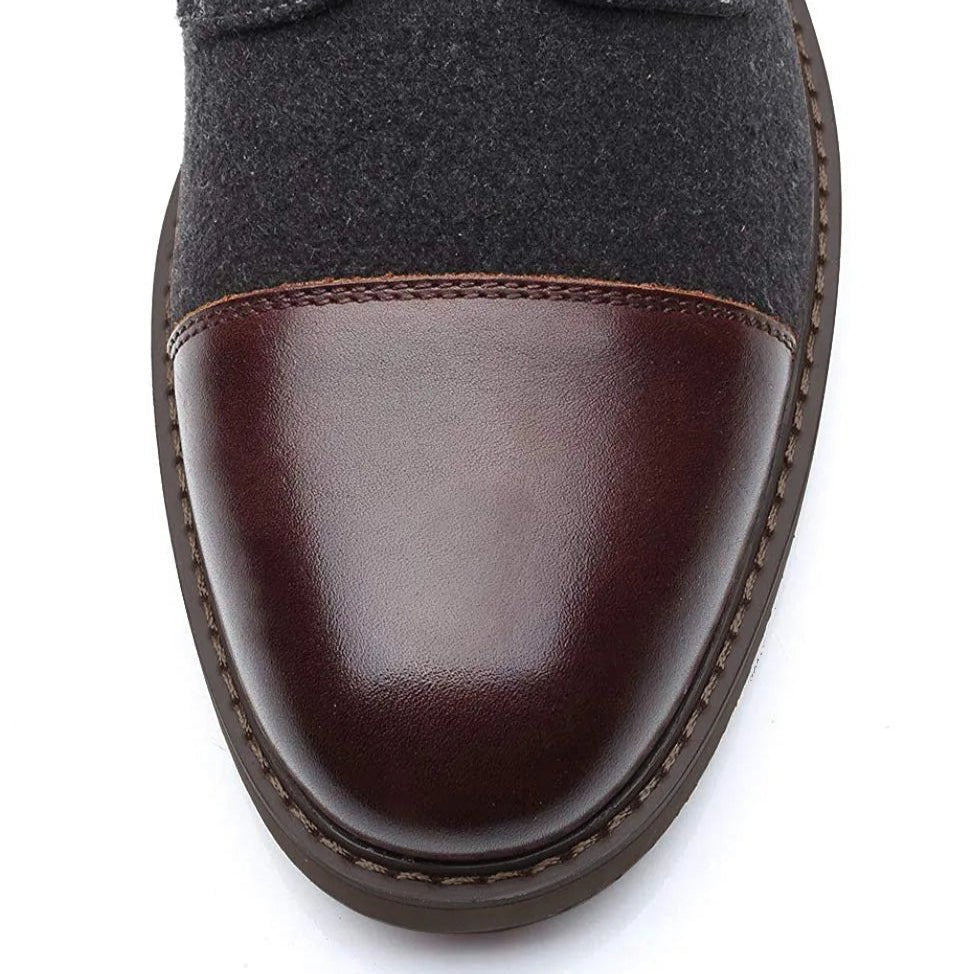 Men's Cap-Toe Wool-Blend Ankle Boots