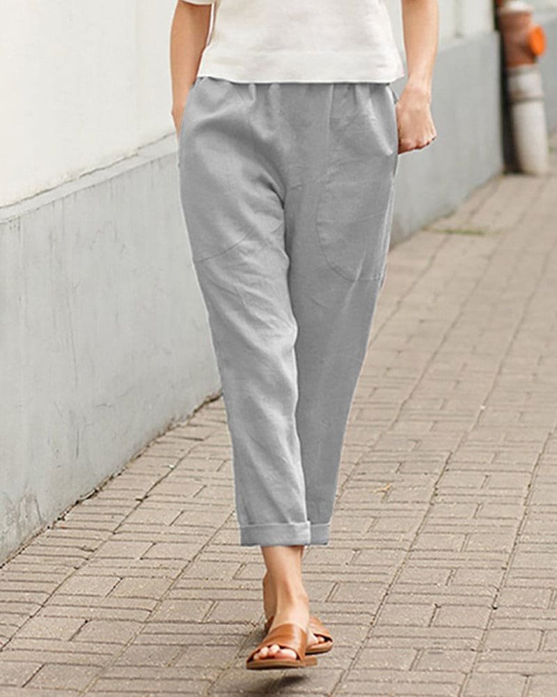 Women's Cropped Trousers - Gray