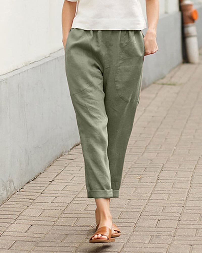 Women's Cropped Trousers - Green